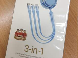 Kabel 3in1 einziehbar USB-A auf Lightning, micro-USB und USB-C, 10 €, Marktplatz-Computer, Handys & Software in 1190 Döbling