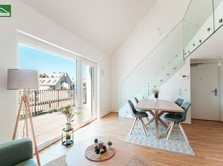 Traumhafte Erstbezugs-Maisonette mit Galerie, großer Terrasse und Weitblick nahe Kagraner Platz! Hochmoderne Ausstattung und Küche inkludiert. - WOHNTRAUM, 479000.69 €, Immobilien-Wohnungen in 1220 Donaustadt