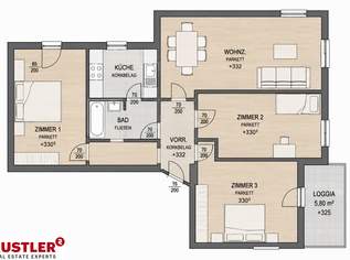 Großzügige 4-Zimmer-Wohnung mit Loggia I Nähe CopaCapana & Schwarzl-See, 1116.86 €, Immobilien-Wohnungen in 8401 Kalsdorf