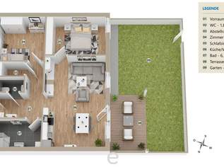 Wohnen wie in einer Ferienanlage - Erdgeschosswohnung 68,32m² mit Eigengarten und Tiefgaragenplatz, 371000 €, Immobilien-Wohnungen in 4600 Wels