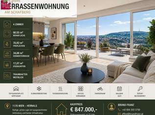 FAMILIENWOHNUNG MIT XXL-FREIFLÄCHEN IN BESTER AUSSICHTSLAGE |+ 4 ZIMMER + TERRASSE, BALKONE & EIGENER GARTEN, 847000 €, Immobilien-Wohnungen in 1170 Hernals