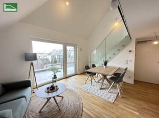 Traumhafte Erstbezugs-Maisonette mit Galerie, großer Terrasse und Weitblick nahe Kagraner Platz! Hochmoderne Ausstattung und Küche inkludiert. - WOHNTRAUM, 479000.77 €, Immobilien-Wohnungen in 1220 Donaustadt
