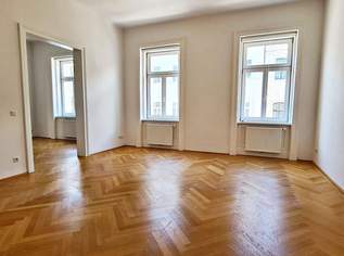 AUGARTEN-NÄHE, gepflegte 85 m² Altbau, 3 Zimmer, Extraküche, Wannenbad, Parketten, WG-geeignet, 3. Liftstock, Rembrandtstraße, 1451.27 €, Immobilien-Wohnungen in 1020 Leopoldstadt