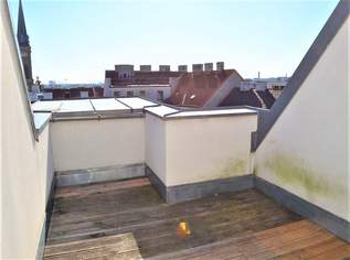 FERNBLICK, DACHGESCHOSS, 59 m2 Maisonette mit 13 m2 Terrasse, 2 Zimmer, Komplettküche, Duschbad, Parketten, Speckbachergasse, 1267.42 €, Immobilien-Wohnungen in 1160 Ottakring