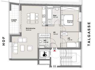 Nahe Westbahnhof! Gut aufgeteilte 3-Zimmer-Wohnung mit Loggia zu vermieten!, 1490 €, Immobilien-Wohnungen in 1150 Rudolfsheim-Fünfhaus