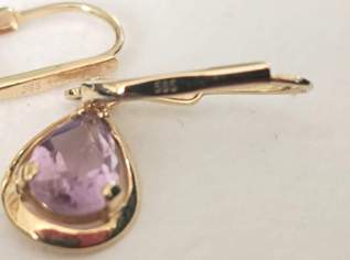 Ohrringe 585 Gold mit tropfenförmigen echten Amethysten Ohrringe 585 Gold mit tropfenförmigen echten Amethysten