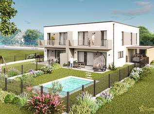 2 HÄUSER VERFÜGBAR! EXKLUSIVES DOPPELHAUSPROJEKT. 5 ZIMMER. ZIEGELHAUS MIT KELLER, BALKON, TERRASSE, CARPORT., 494900 €, Immobilien-Häuser in 2113 Karnabrunn