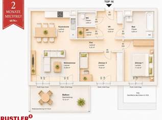 2 MONATE MIETFREI | 3-Zimmer-Wohnung mit sonnigem Balkon, 912.2 €, Immobilien-Wohnungen in 8020 