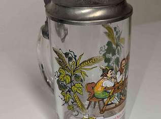  Bierkrug aus Glas mit Zinndeckel, 29 €, Marktplatz-Antiquitäten, Sammlerobjekte & Kunst in 4675 Weibern