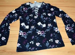 Damen Langarm-Shirt Marke Amisu dunkelblau florales Motiv Größe XL