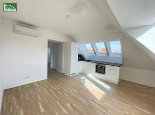Klimatisierte Dachgeschoss-Wohnung mit Ausblick zur Donau! 5 Minuten zu U6 und S-Bahn Handelskai!, 899 €, Immobilien-Wohnungen in 1200 Brigittenau