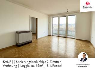 Sanierungsbedürftige 2-Zimmer-Wohnung | Loggia ca. 12m² | 5. Liftstock, 205950 €, Immobilien-Wohnungen in 1200 Brigittenau