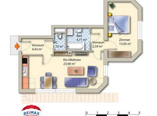 2 Zimmer Dachgeschosswohnung mit KFZ-Abstellplatz in erhöhter Lage bei Wildon, 694.93 €, Immobilien-Wohnungen in 8410 Wildon