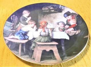 Sammelteller - Wandteller - Franz von Defregger, Lilienporzellan,"Das Tischgebet", mit Zertifikat, aus 1988