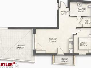 Moderne 2-Zimmer-Wohnung mit sonniger 28 m² Terrasse, 711.35 €, Immobilien-Wohnungen in 8020 